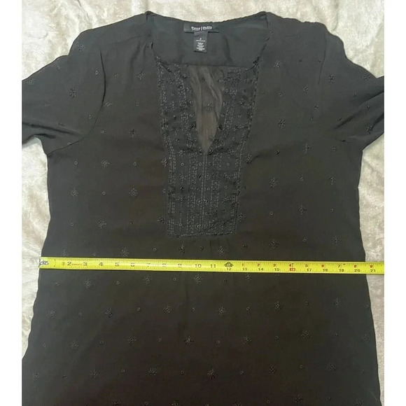 WHITE HOUSE BLACK MARKET Sheer Black Tunic Blouse Women’s Size 4 casual relaxed - Picture 7 of 7